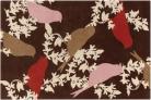 Thomaspaul Collection- Goldfinch chocolate/persimmon birds, pink/red 5' x 7'